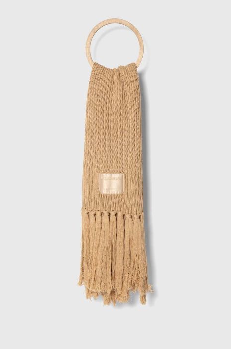 Вовняний шарф Patrizia Pepe колір бежевий однотонний Вовняний шарф Patrizia Pepe колір бежевий однотонний