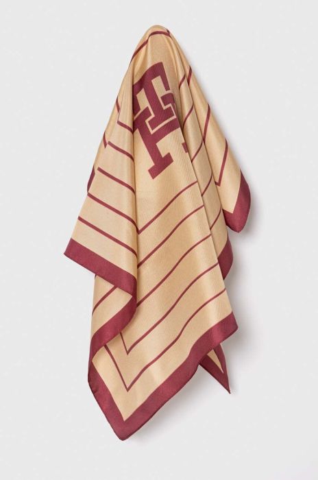 Шовкова хустка на шию Tommy Hilfiger колір бордовий візерунок