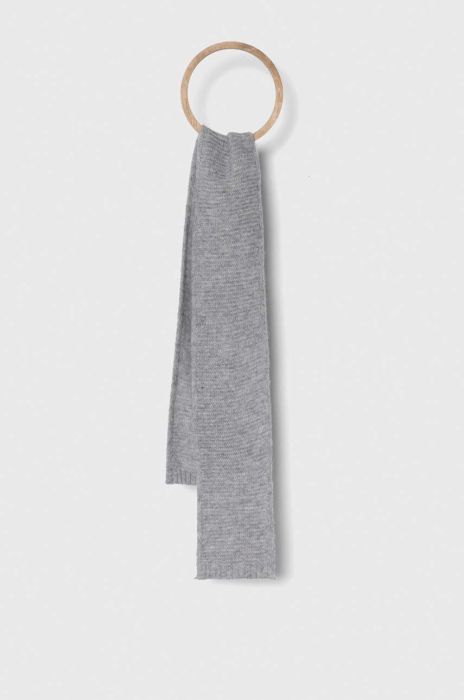 Дитячий вовняний шарф United Colors of Benetton колір сірий однотонний Дитячий вовняний шарф United Colors of Benetton колір сірий однотонний