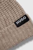 Шерстяна шапка і шарф HUGO колір бежевий Шерстяна шапка і шарф HUGO колір бежевий