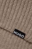 Шерстяна шапка і шарф HUGO колір бежевий Шерстяна шапка і шарф HUGO колір бежевий