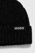 Шерстяна шапка і шарф HUGO колір чорний Шерстяна шапка і шарф HUGO колір чорний