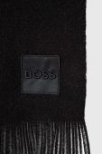 Вовняний шарф BOSS колір чорний однотонний (3486425)
