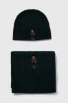 Шерстяна шапка і шарф Polo Ralph Lauren колір зелений