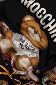 Шовкова хустка на шию Moschino колір чорний візерунок (3416109)