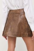 Шкіряна спідниця Remain колір коричневий mini розкльошена