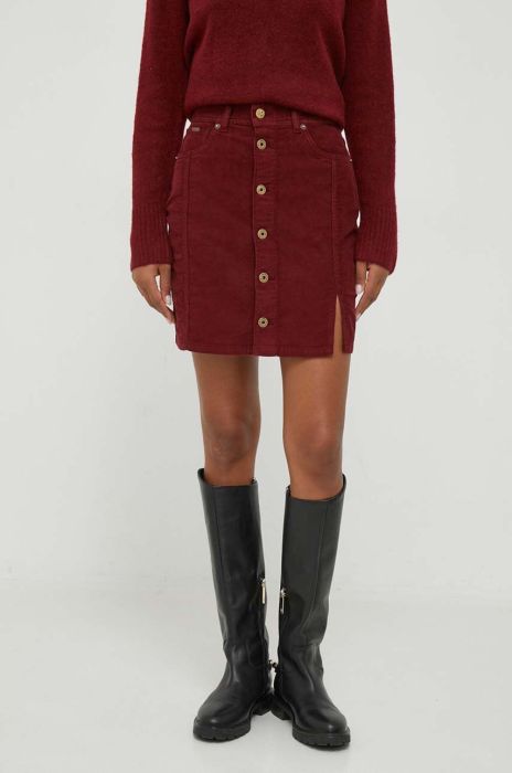 Вельветова спідниця Pepe Jeans Vicky колір бордовий mini пряма