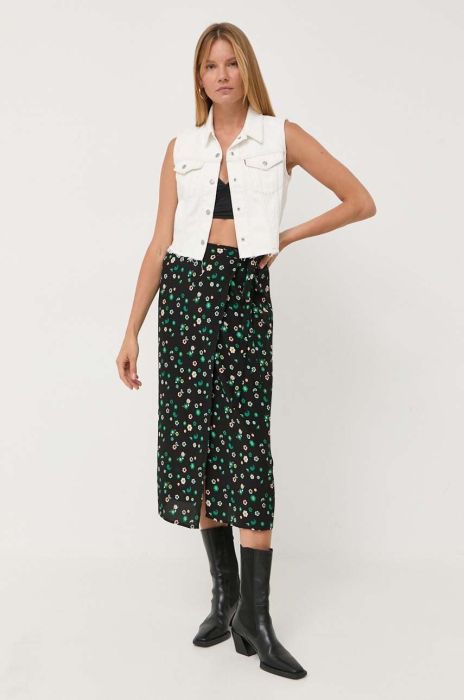 Спідниця Marc O'Polo DENIM колір чорний midi розкльошена Спідниця Marc O'Polo DENIM колір чорний midi розкльошена