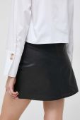 Шкіряна спідниця Notes du Nord колір чорний mini розкльошена