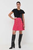 Спідниця з домішкою вовни Luisa Spagnoli колір рожевий mini розкльошена Спідниця з домішкою вовни Luisa Spagnoli колір рожевий mini розкльошена
