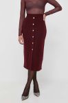 Вовняна спідниця Luisa Spagnoli колір бордовий midi олівець