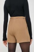 Вовняна спідниця BOSS колір бежевий mini олівець