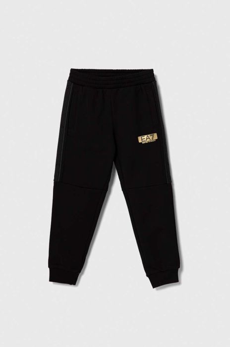 Дитячі спортивні штани EA7 Emporio Armani колір чорний з принтом (3394804) Дитячі спортивні штани EA7 Emporio Armani колір чорний з принтом (3394804)
