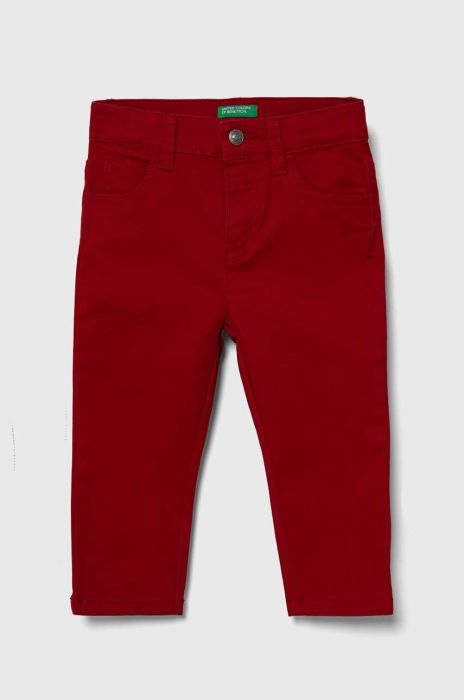 Дитячі штани United Colors of Benetton колір червоний однотонні Дитячі штани United Colors of Benetton колір червоний однотонні
