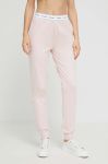 Штани лаунж Guess колір рожевий однотонні Штани лаунж Guess колір рожевий однотонні