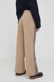 Штани з домішкою вовни Tommy Hilfiger колір бежевий широке висока посадка Штани з домішкою вовни Tommy Hilfiger колір бежевий широке висока посадка
