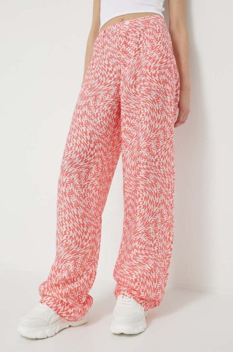 Штани Tommy Jeans жіночі колір помаранчевий пряме висока посадка Штани Tommy Jeans жіночі колір помаранчевий пряме висока посадка