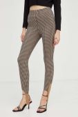 Штани BOSS жіночі облягаюче висока посадка колір барвистий Штани BOSS жіночі облягаюче висока посадка колір барвистий