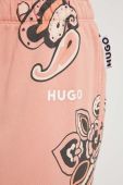 Бавовняні спортивні штани HUGO колір помаранчевий з принтом Бавовняні спортивні штани HUGO колір помаранчевий з принтом