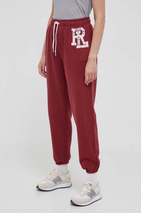 Спортивні штани Polo Ralph Lauren колір бордовий з принтом Спортивні штани Polo Ralph Lauren колір бордовий з принтом