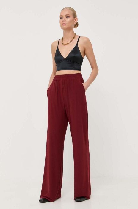 Штани Max Mara Leisure жіночі колір бордовий широке висока посадка Штани Max Mara Leisure жіночі колір бордовий широке висока посадка