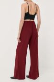 Штани Max Mara Leisure жіночі колір бордовий широке висока посадка Штани Max Mara Leisure жіночі колір бордовий широке висока посадка