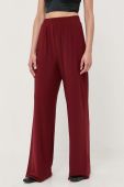 Штани Max Mara Leisure жіночі колір бордовий широке висока посадка Штани Max Mara Leisure жіночі колір бордовий широке висока посадка