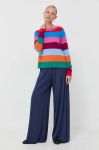 Штани MAX&Co. жіночі колір синій широке висока посадка (3421671)