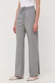 Штани з домішкою вовни MAX&Co. колір сірий широке висока посадка
