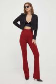 Штани Patrizia Pepe жіночі колір бордовий кльош висока посадка Штани Patrizia Pepe жіночі колір бордовий кльош висока посадка