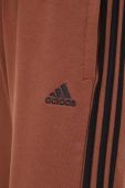 Бавовняні спортивні штани adidas колір коричневий з аплікацією