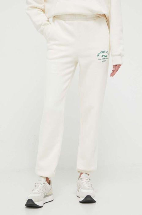 Спортивні штани Fila колір бежевий з аплікацією Спортивні штани Fila колір бежевий з аплікацією