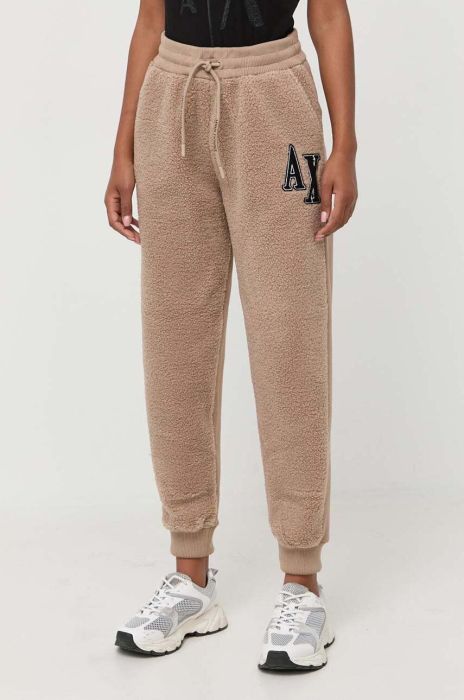 Спортивні штани Armani Exchange колір бежевий з аплікацією (3538442)