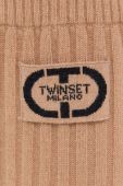 Вовняні штани Twinset колір бежевий кльош висока посадка Вовняні штани Twinset колір бежевий кльош висока посадка
