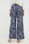 Шовкові штани Weekend Max Mara колір синій пряме висока посадка Шовкові штани Weekend Max Mara колір синій пряме висока посадка
