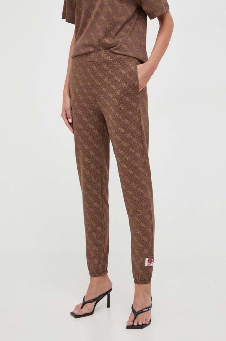 Спортивні штани Guess x Bradalised колір коричневий візерунок Спортивні штани Guess x Bradalised колір коричневий візерунок