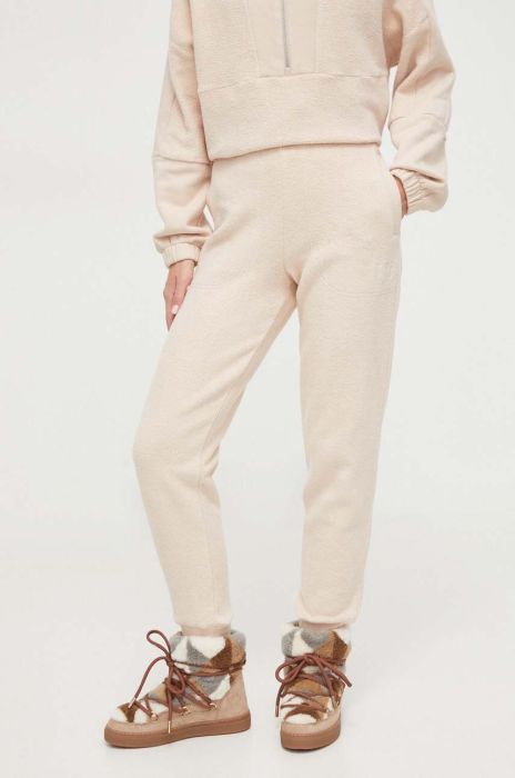 Бавовняні спортивні штани UGG колір бежевий однотонні Бавовняні спортивні штани UGG колір бежевий однотонні