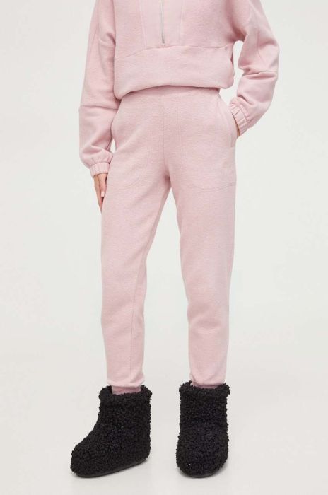 Бавовняні спортивні штани UGG колір рожевий однотонні
