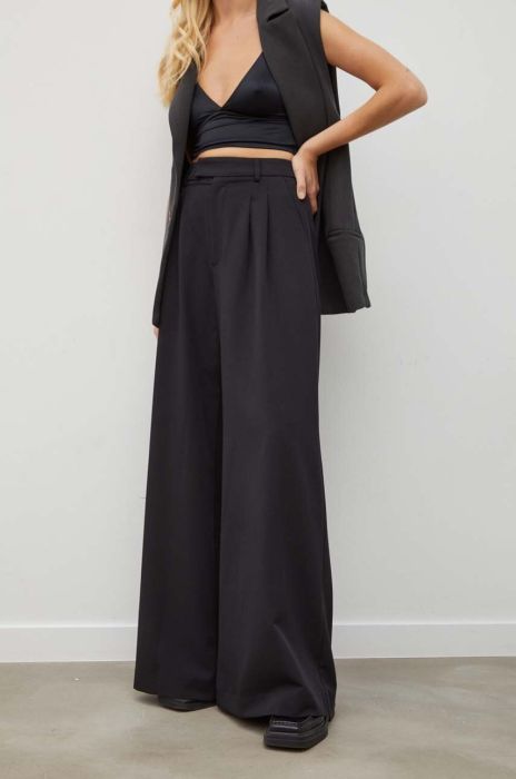 Штани Alohas жіночі колір чорний пряме висока посадка Штани Alohas жіночі колір чорний пряме висока посадка