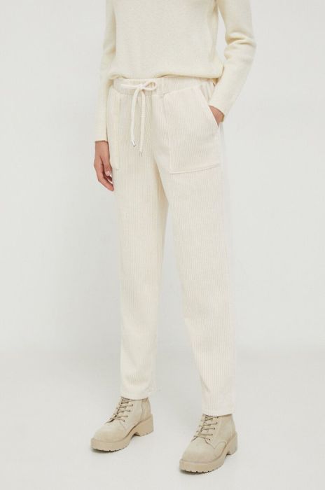 Вельветові спортивні штани Pepe Jeans Kika колір бежевий однотонні Вельветові спортивні штани Pepe Jeans Kika колір бежевий однотонні