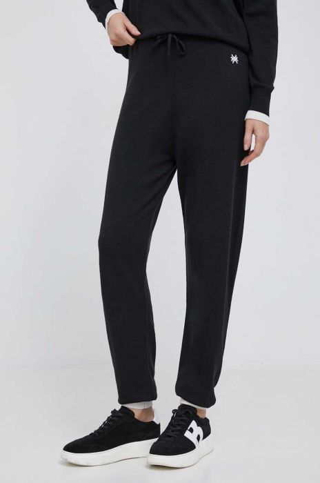 Штани з домішкою вовни United Colors of Benetton колір чорний однотонні