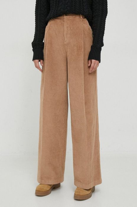 Штани United Colors of Benetton жіночі колір коричневий широке висока посадка (3633370)