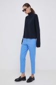 Штани Sisley жіночі фасон сигарети висока посадка колір блакитний Штани Sisley жіночі фасон сигарети висока посадка колір блакитний