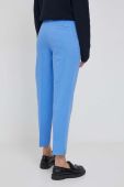 Штани Sisley жіночі фасон сигарети висока посадка колір блакитний Штани Sisley жіночі фасон сигарети висока посадка колір блакитний