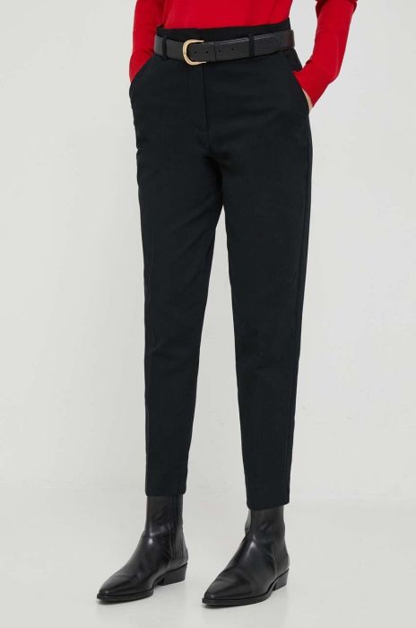 Штани Sisley жіночі колір чорний облягаюче висока посадка (3560100)