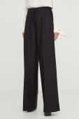 Вовняні штани BOSS x Alica Schmidt колір чорний широкі висока посадка