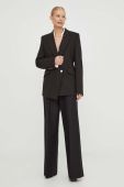 Вовняні штани BOSS x Alica Schmidt колір чорний широкі висока посадка