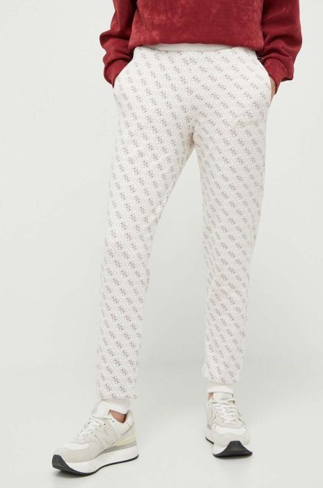 Спортивні штани Guess колір бежевий візерунок (3542253) Спортивні штани Guess колір бежевий візерунок (3542253)