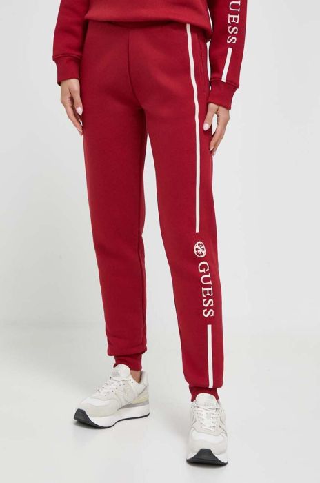 Спортивні штани Guess колір червоний з аплікацією Спортивні штани Guess колір червоний з аплікацією