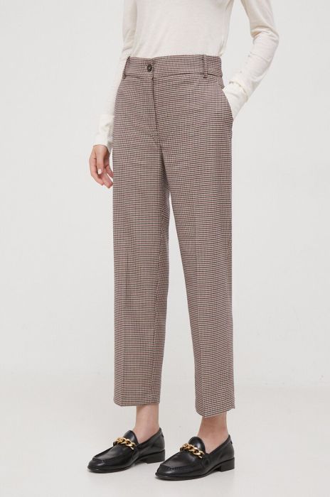 Штани Tommy Hilfiger жіночі колір бежевий фасон chinos висока посадка Штани Tommy Hilfiger жіночі колір бежевий фасон chinos висока посадка